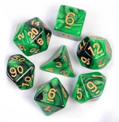 Set de 7 dados Color Mixed - Verde y Negro (AC-BL44)